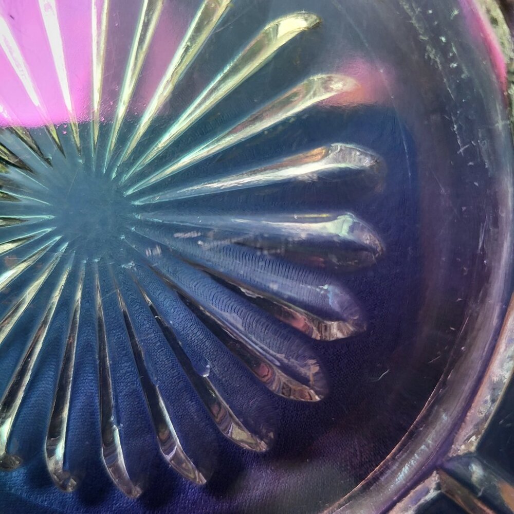Vintage Federal Glass Stunning Clear Iridescent Petal Bowl 8.5" - Picture 11 of 16